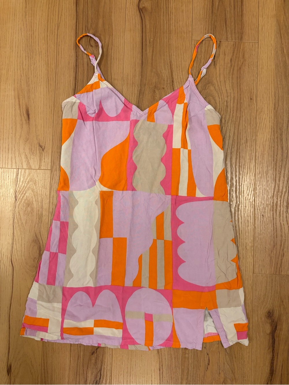 RVCA Pink Orange Geometric Slip Top